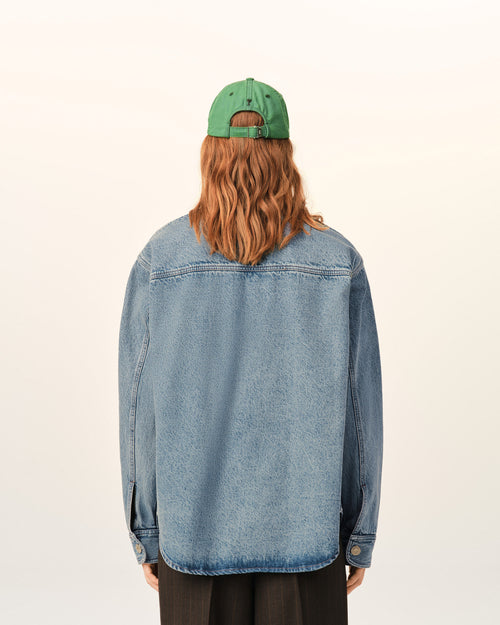 Blue cotton overshirt with Ami de Coeur - Woman - 11 - AMI Paris - Ami Paris