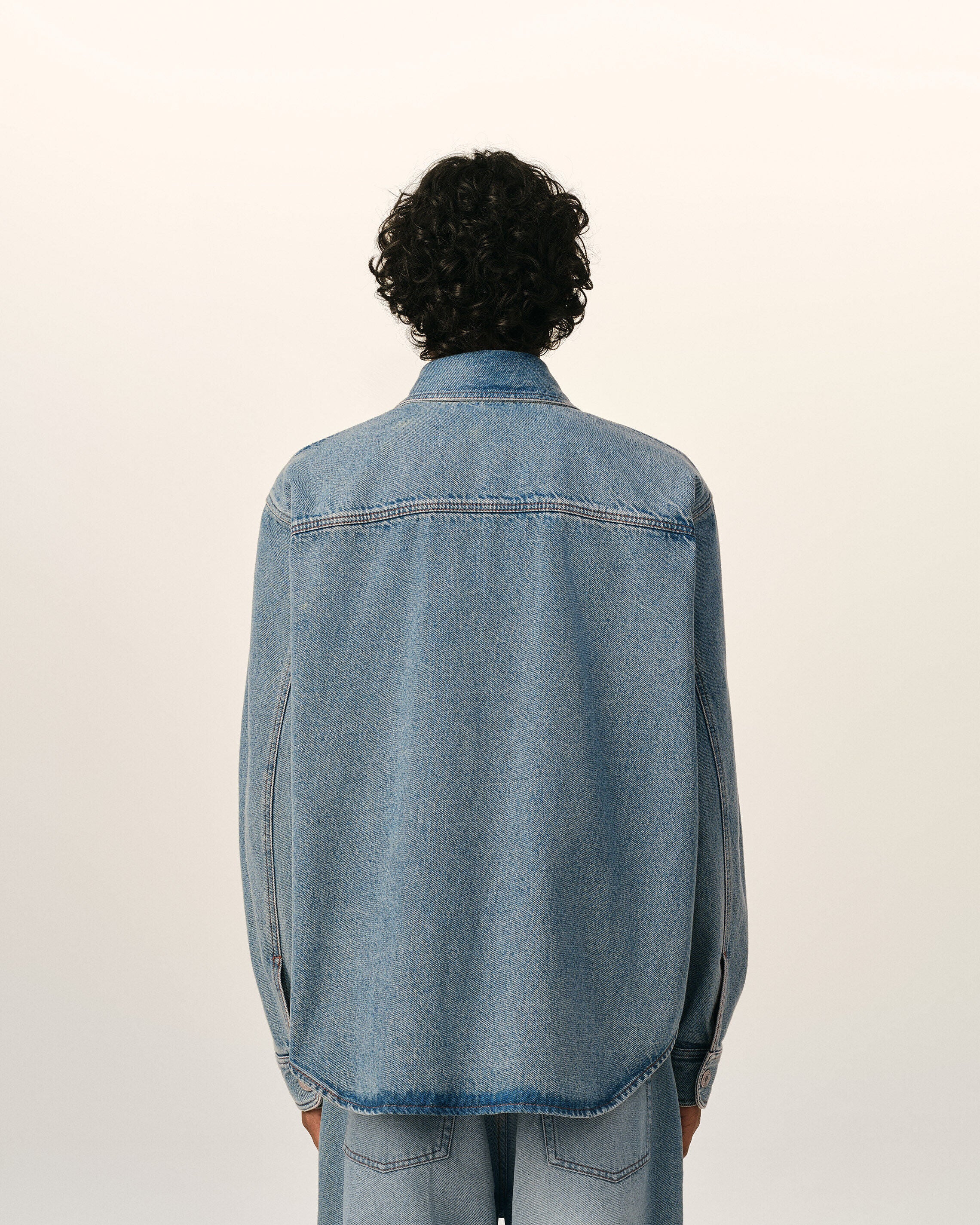 Blue cotton overshirt with Ami de Coeur - 5