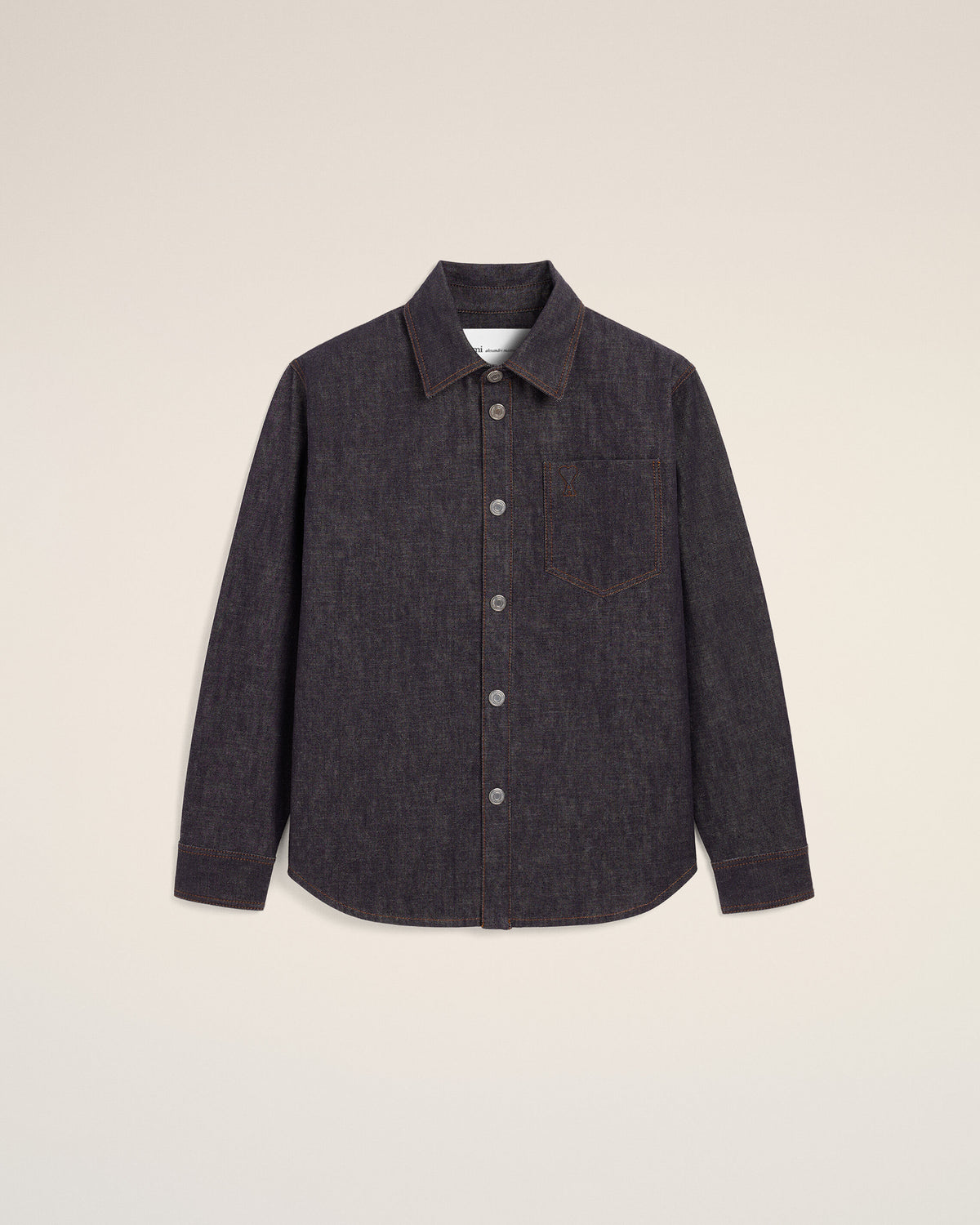 Blue cotton overshirt with Ami de Coeur - 7