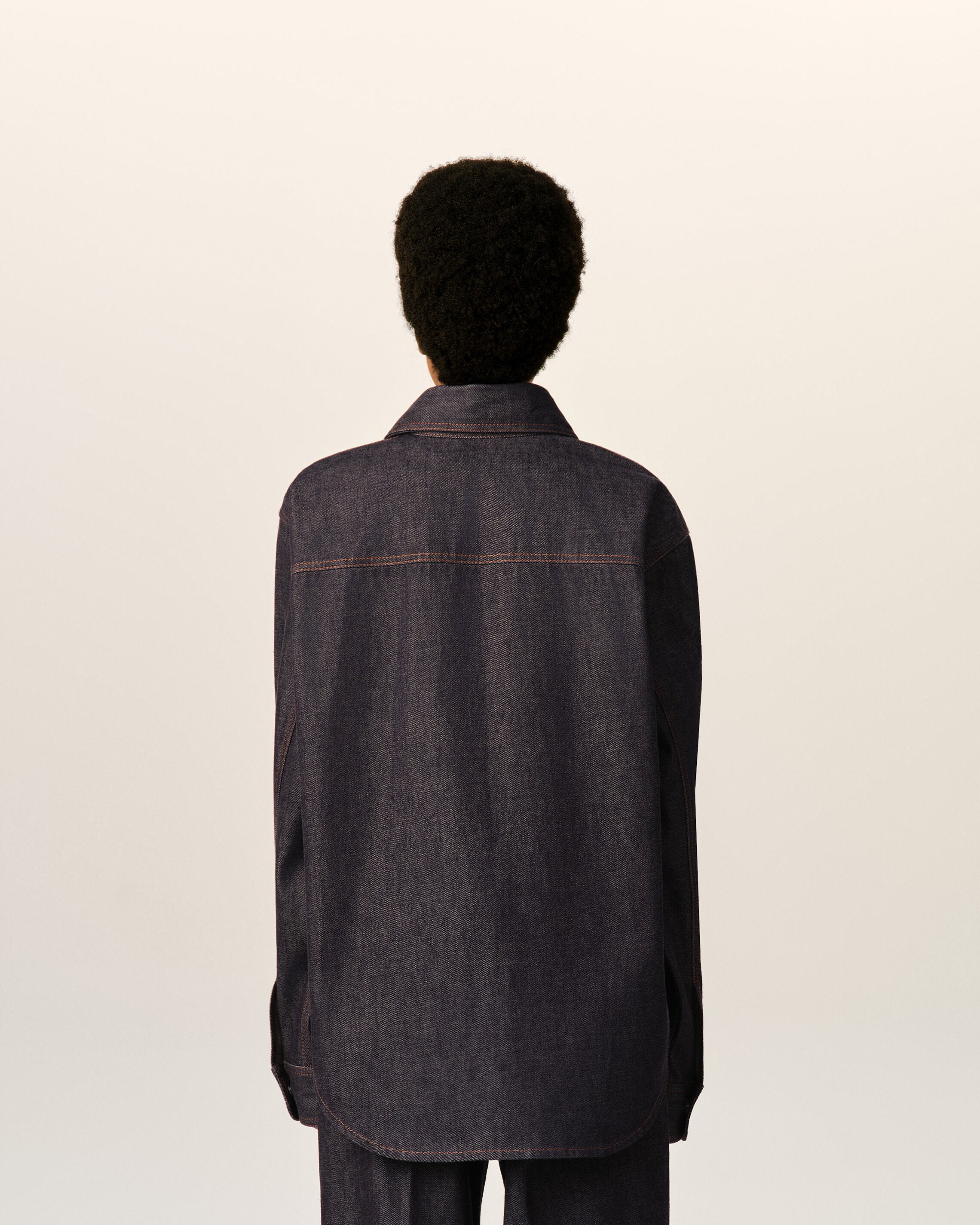 Blue cotton overshirt with Ami de Coeur - 11