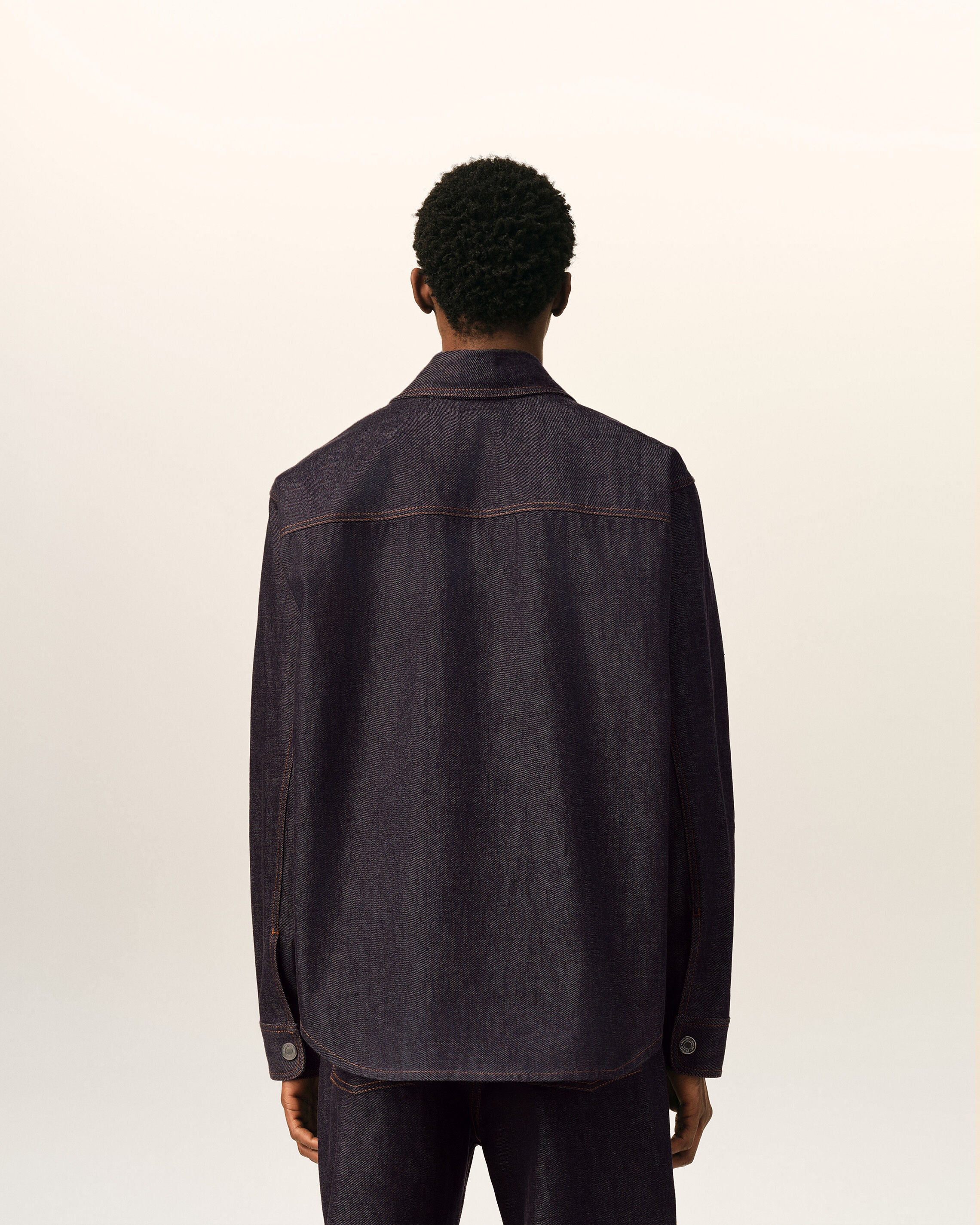 Blue cotton overshirt with Ami de Coeur - 5