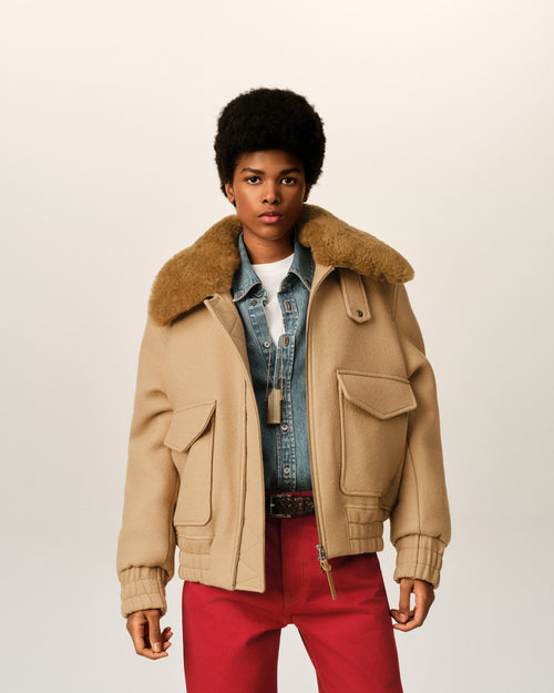 Chaqueta acolchada de lana beige - Mujer - 9 - AMI Paris - Ami Paris
