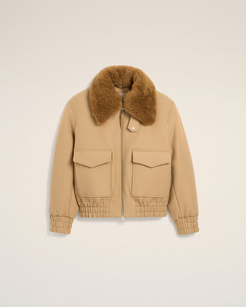 Beige wool padded jacket - 1 - Ami Paris