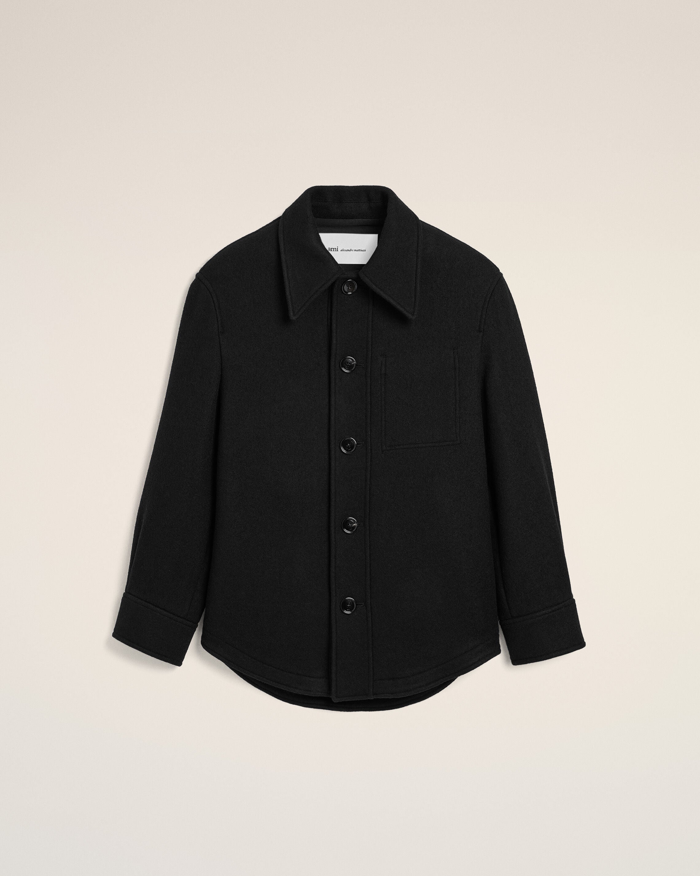Black wool button-down jacket - 1