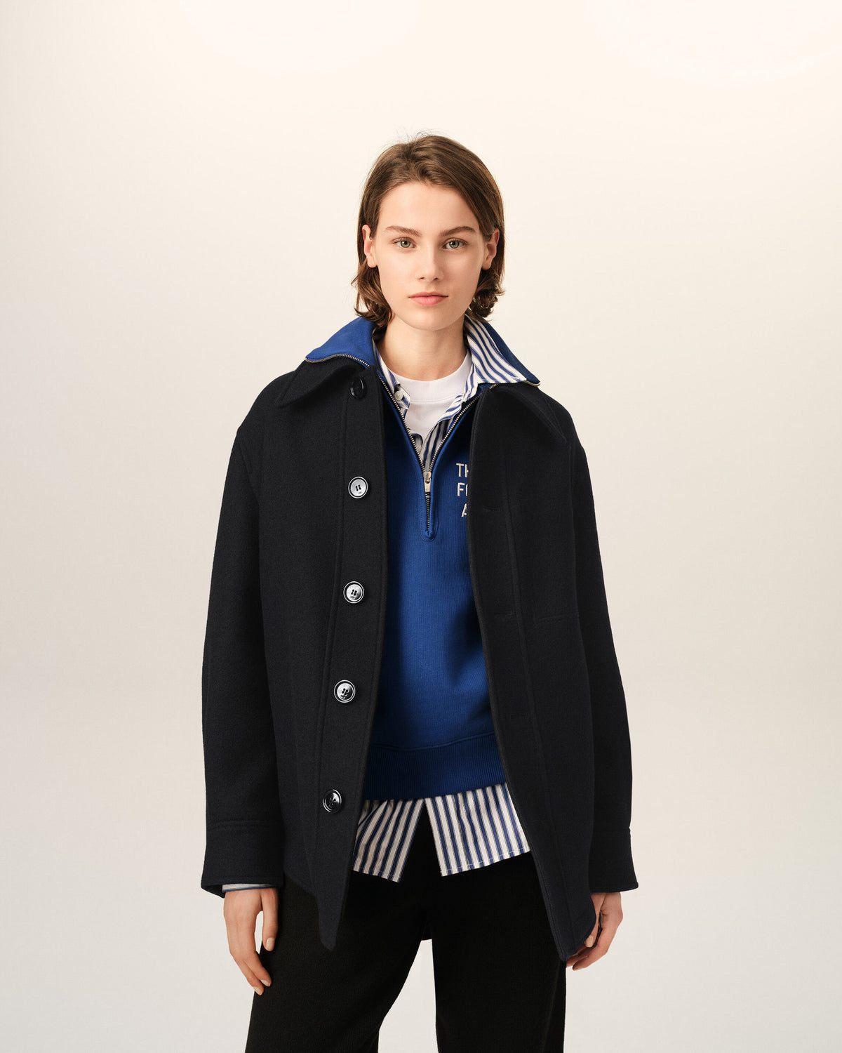 Giacca button-down in lana nera - 9
