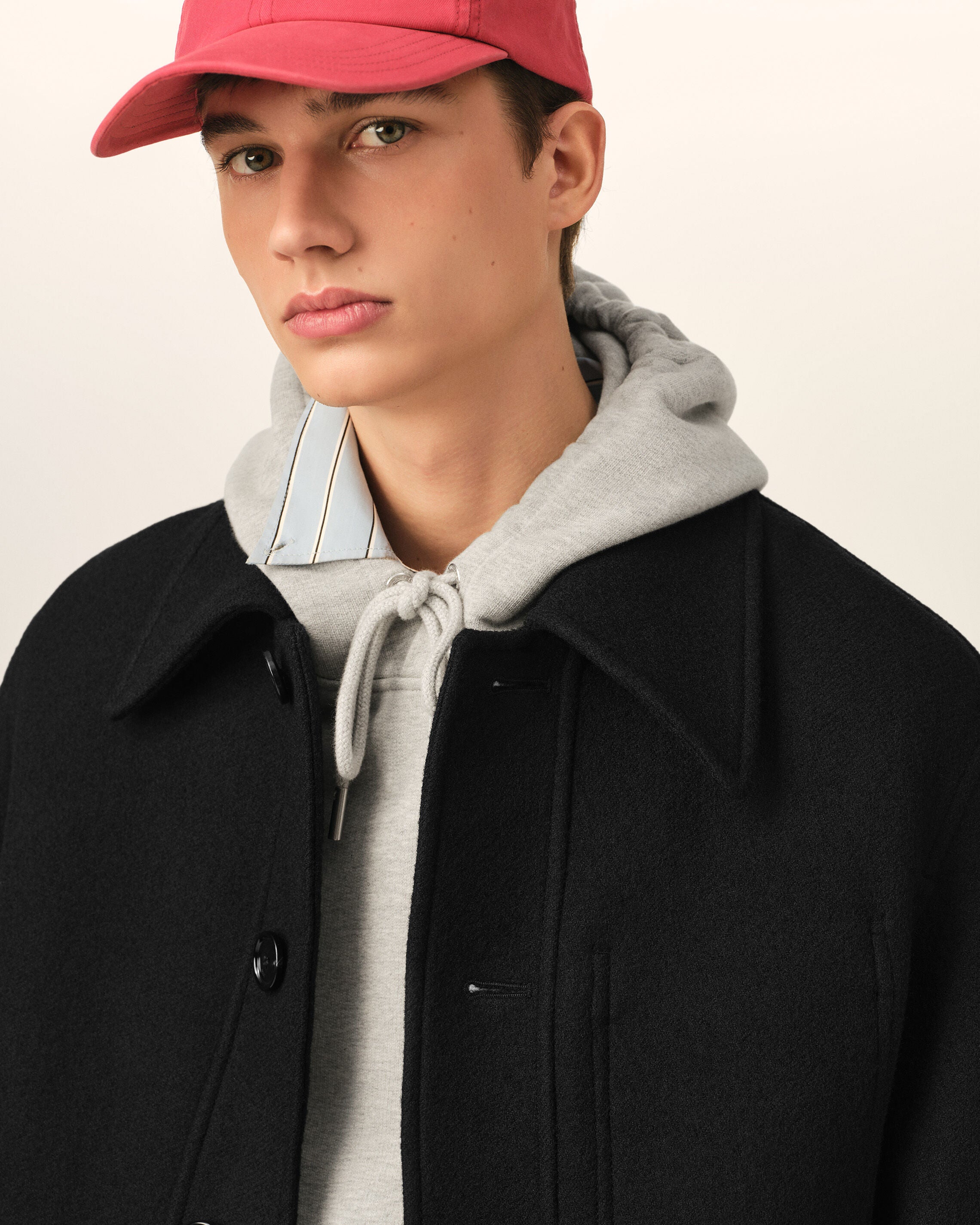 Black wool button-down jacket - 4