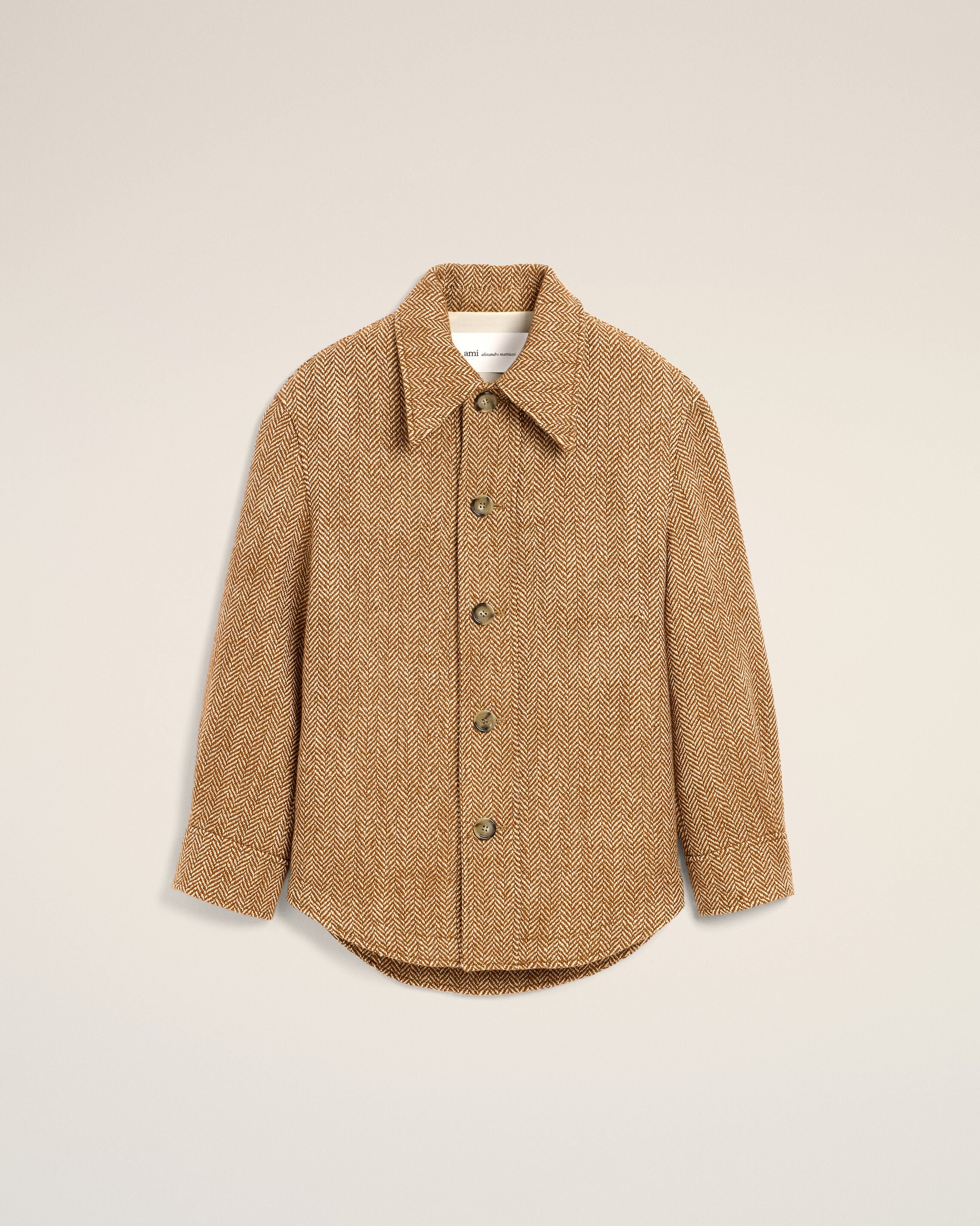 Brown wool button-down jacket - 1