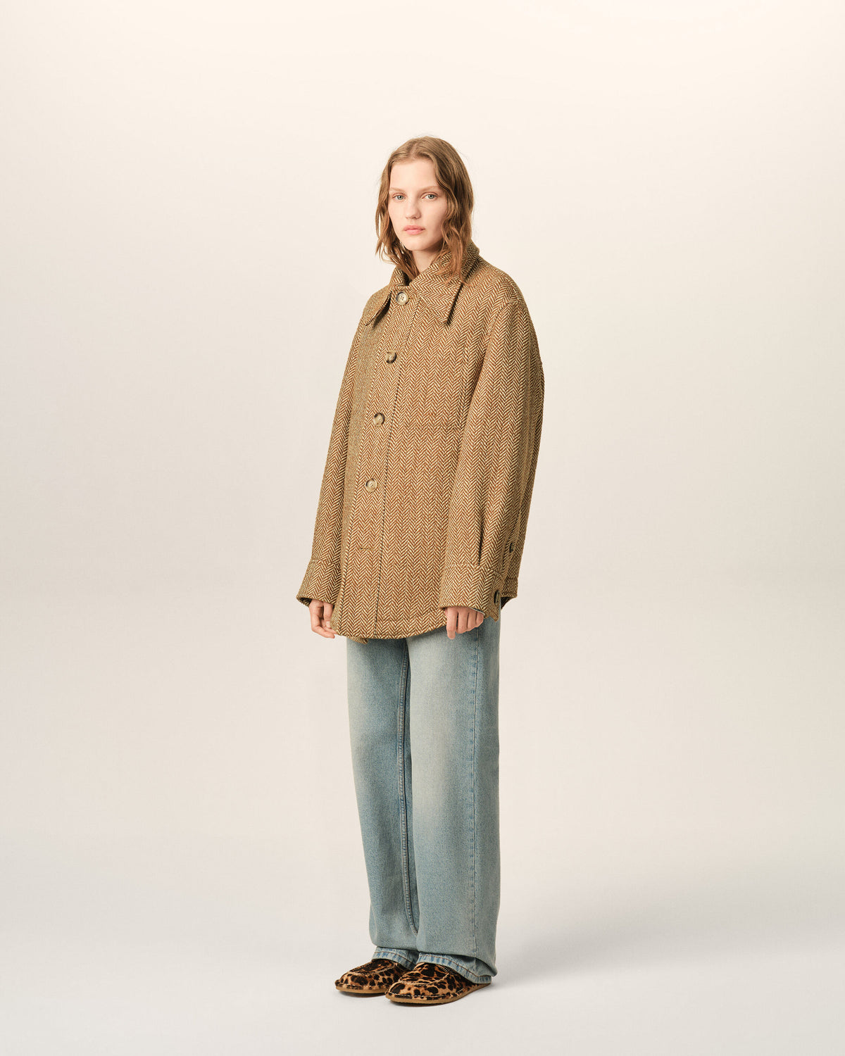Chaqueta de lana marrón con botones - 12