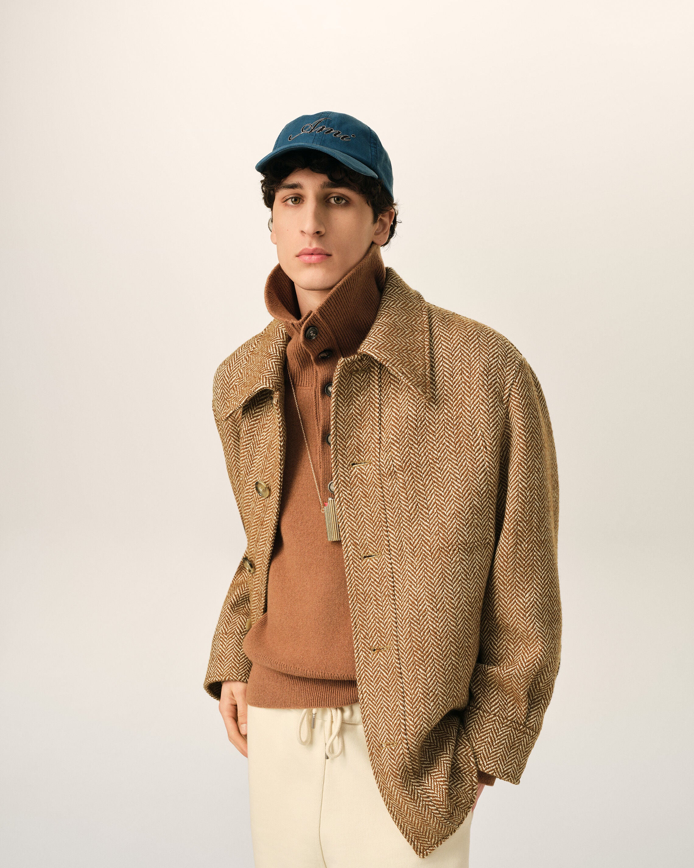 Brown wool button-down jacket - 3
