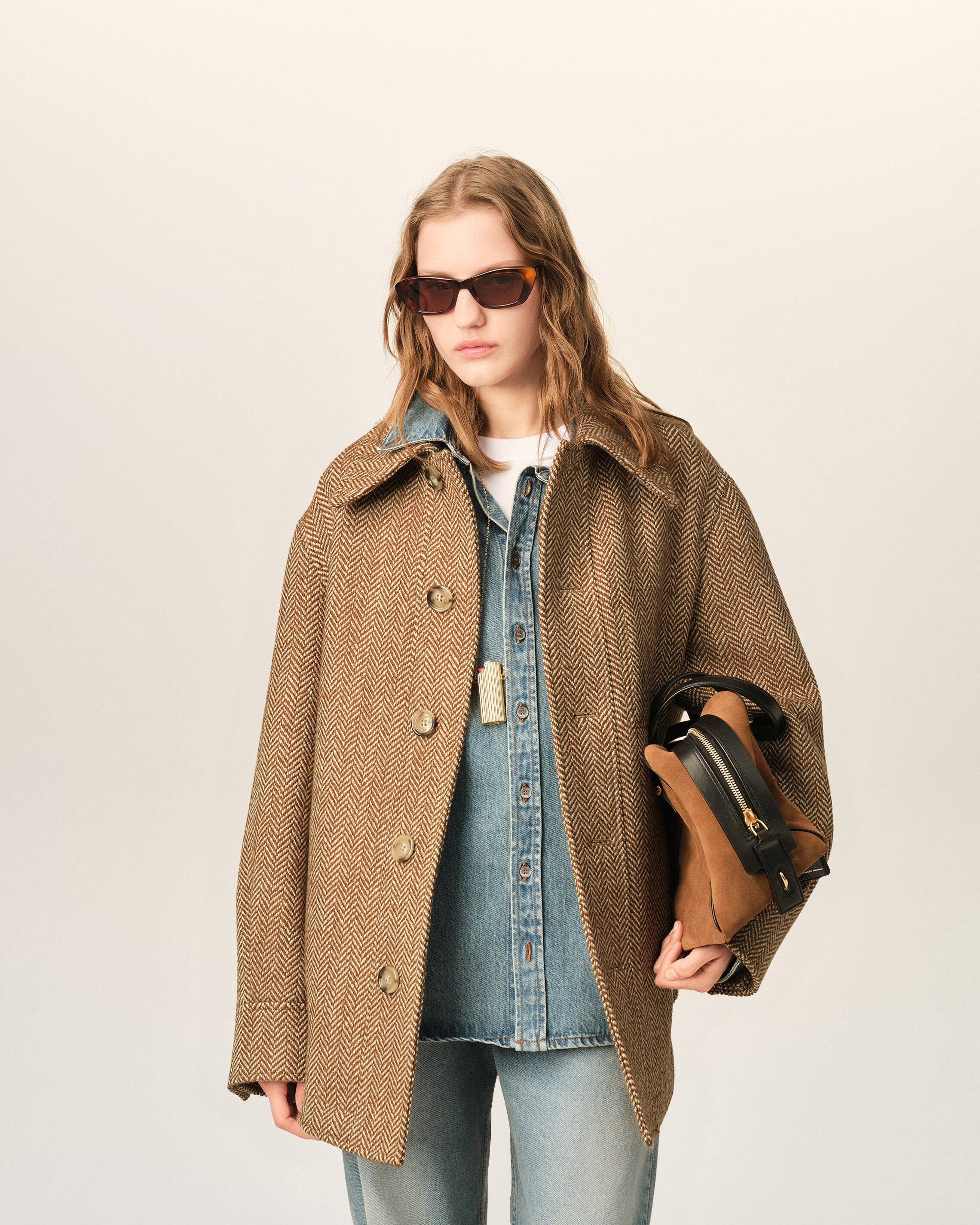 Brown wool button-down jacket - 9