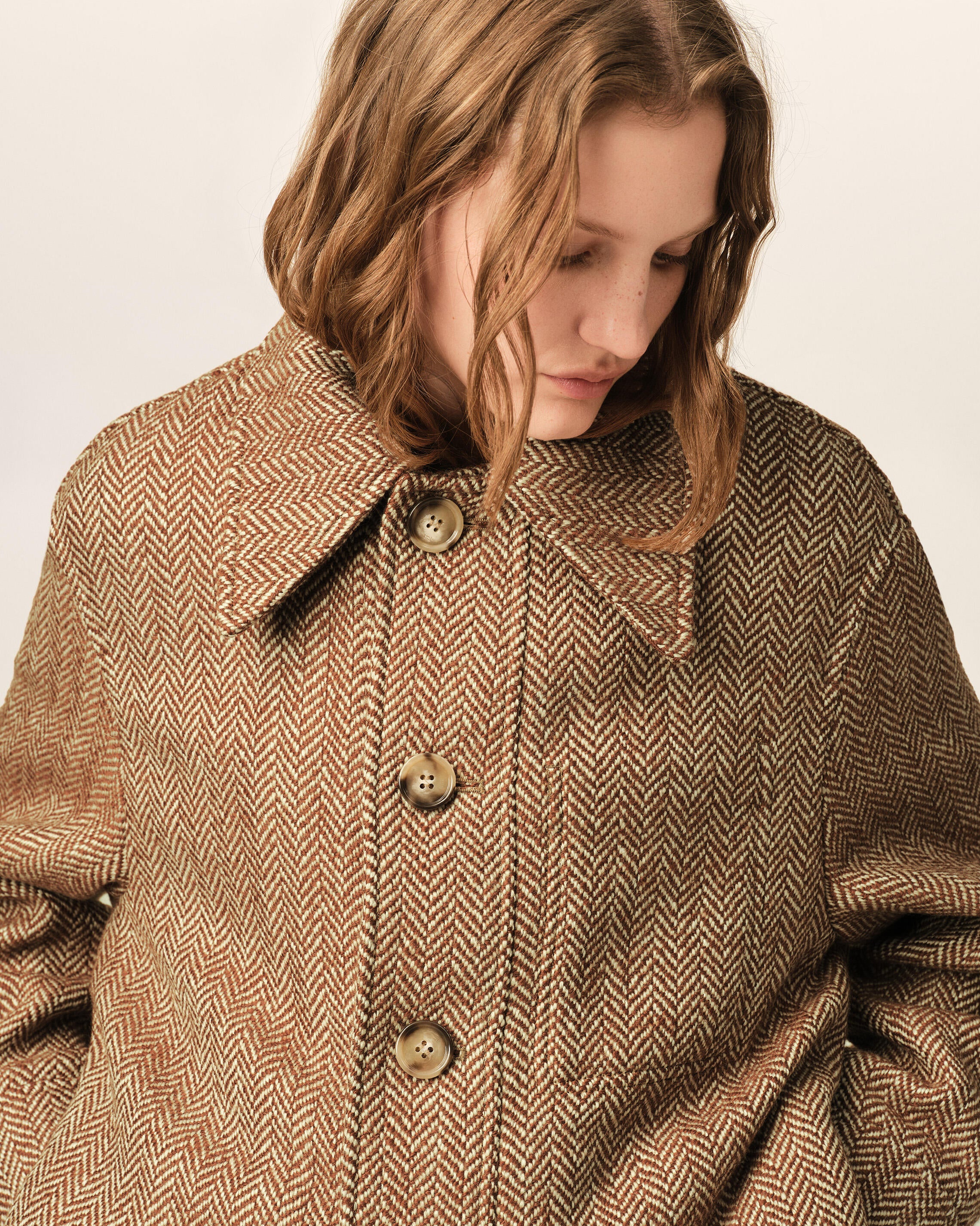 Brown wool button-down jacket - 10