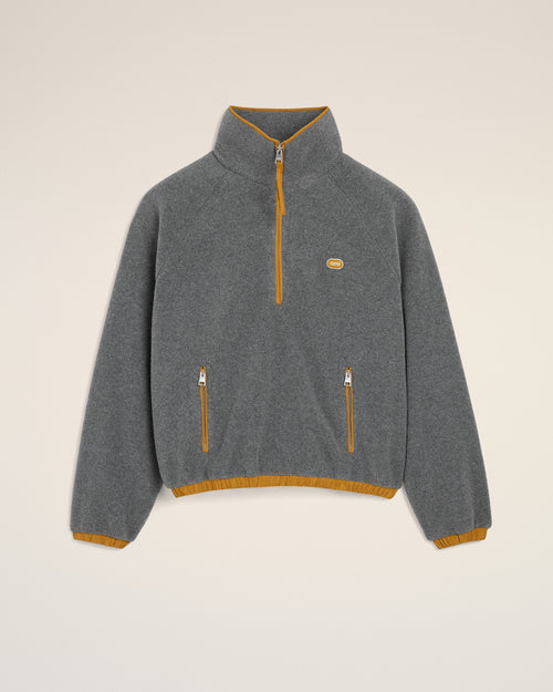                            Grey fleece vareuse with Ami patch - 3                         - Ami Paris