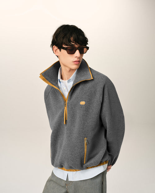 Grey fleece vareuse with Ami patch - 2 - Ami Paris