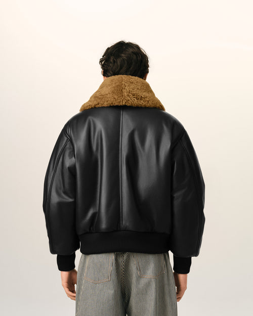 Chaqueta acolchada de cuero de cordero negro - Hombre - 5 - AMI Paris - Ami Paris