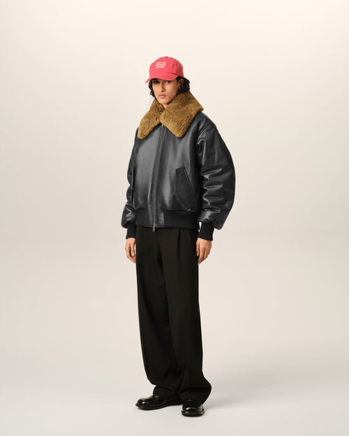Chaqueta acolchada de cuero de cordero negro - Mujer - 12 - AMI Paris - Ami Paris