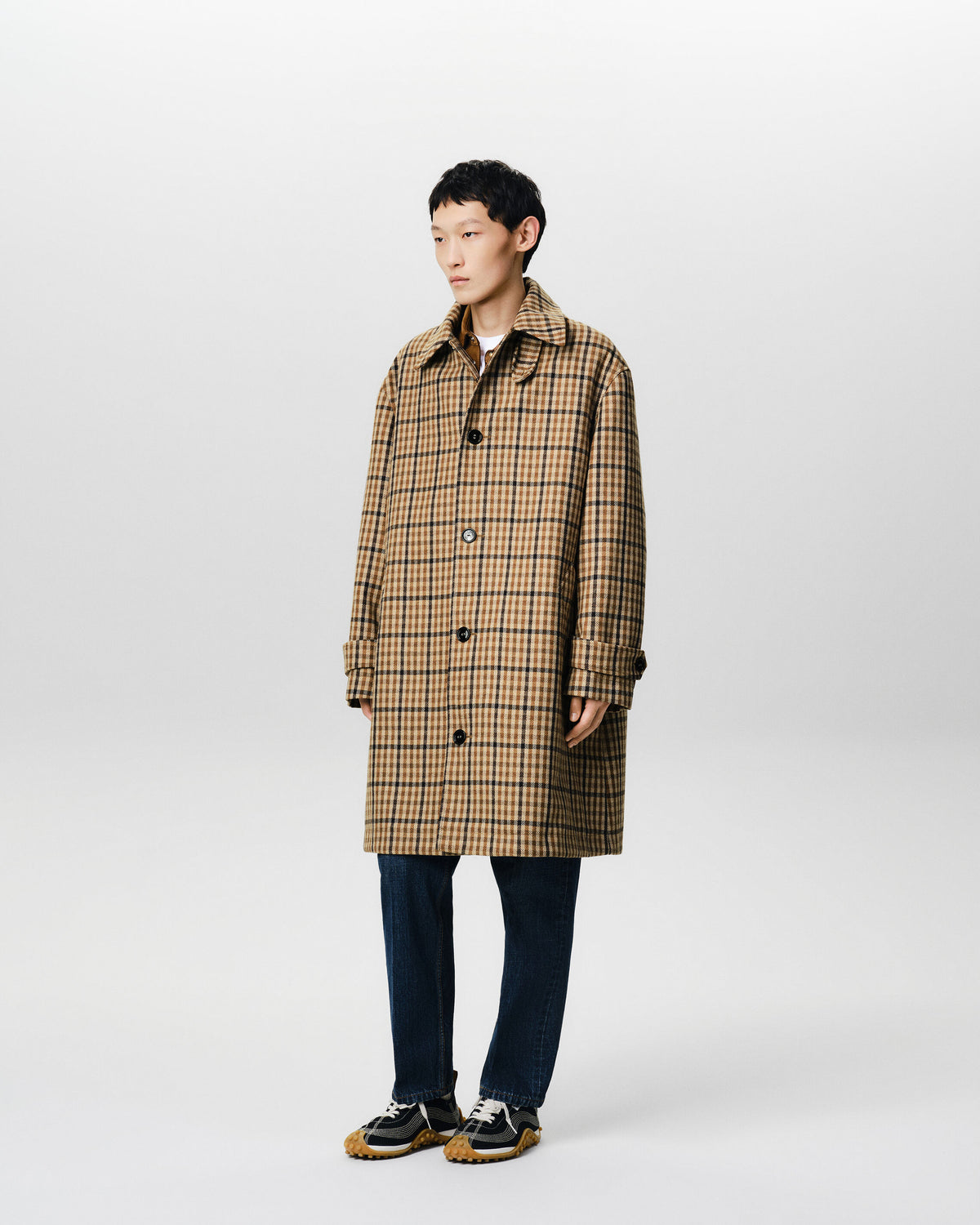Brown checked wool mac - 6