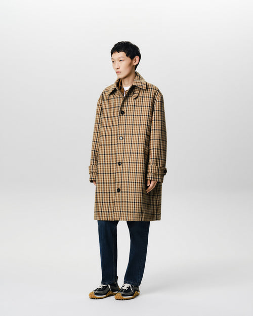 Brown checked wool mac - Man - 6 - AMI Paris - Ami Paris