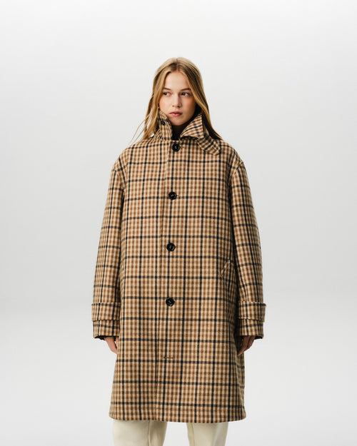 Brown checked wool mac - Woman - 9 - AMI Paris - Ami Paris