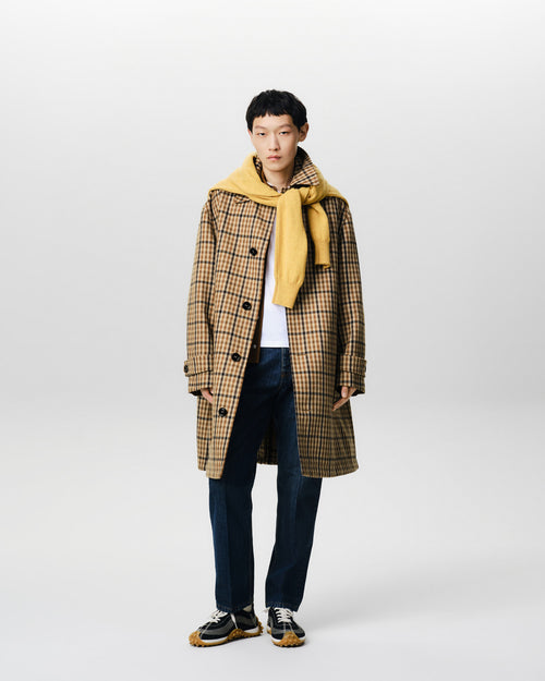 Brown checked wool mac - Man - 2 - AMI Paris - Ami Paris