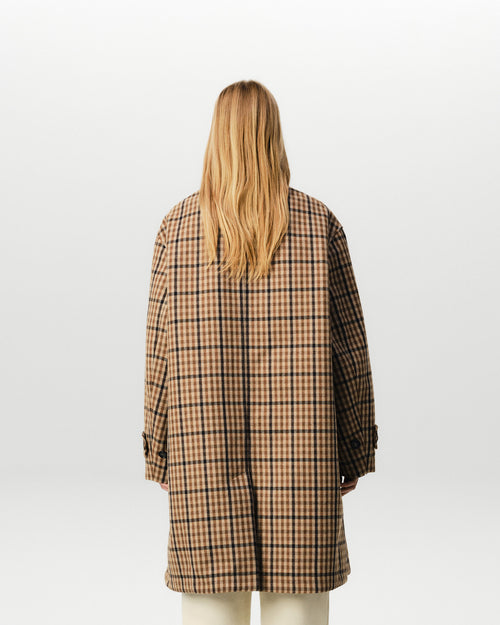 Brown checked wool mac - Woman - 11 - AMI Paris - Ami Paris
