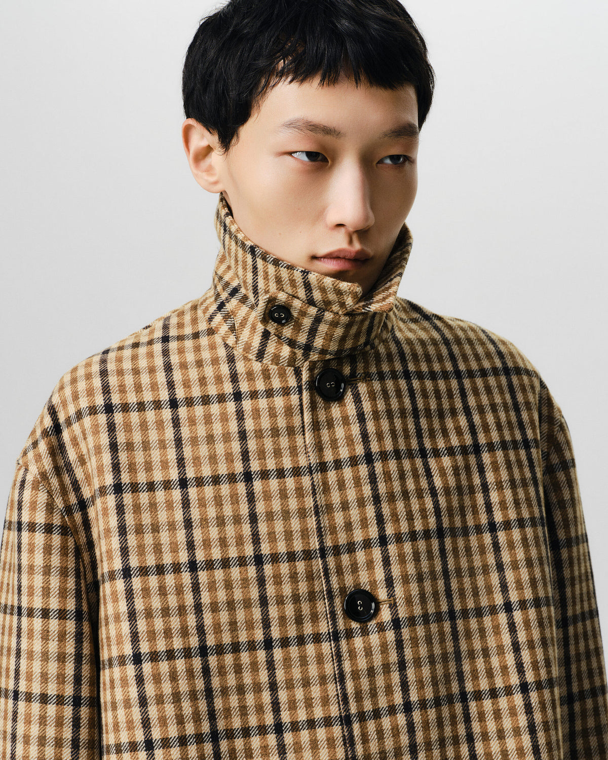 Brown checked wool mac - 4