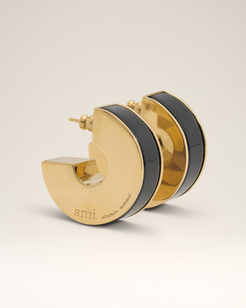                                 Black Brass Rivage Hoops - 3                             - Ami Paris