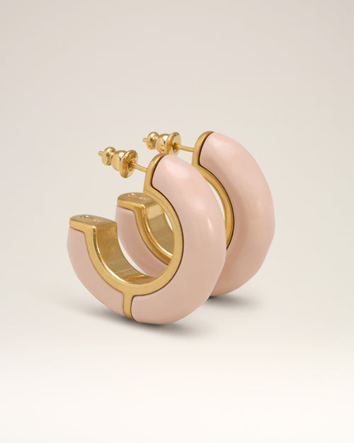 Pink Brass Hammered Lacquered Earrings - 1 - Ami Paris