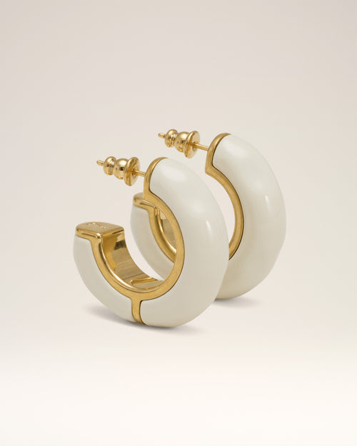 White Brass Hammered Lacquered Earrings - 2 - Ami Paris