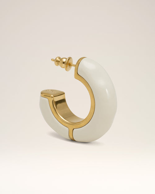 White Brass Hammered Lacquered Earrings - 4 - Ami Paris