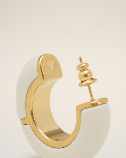 White Brass Hammered Lacquered Earrings - 3 - Ami Paris