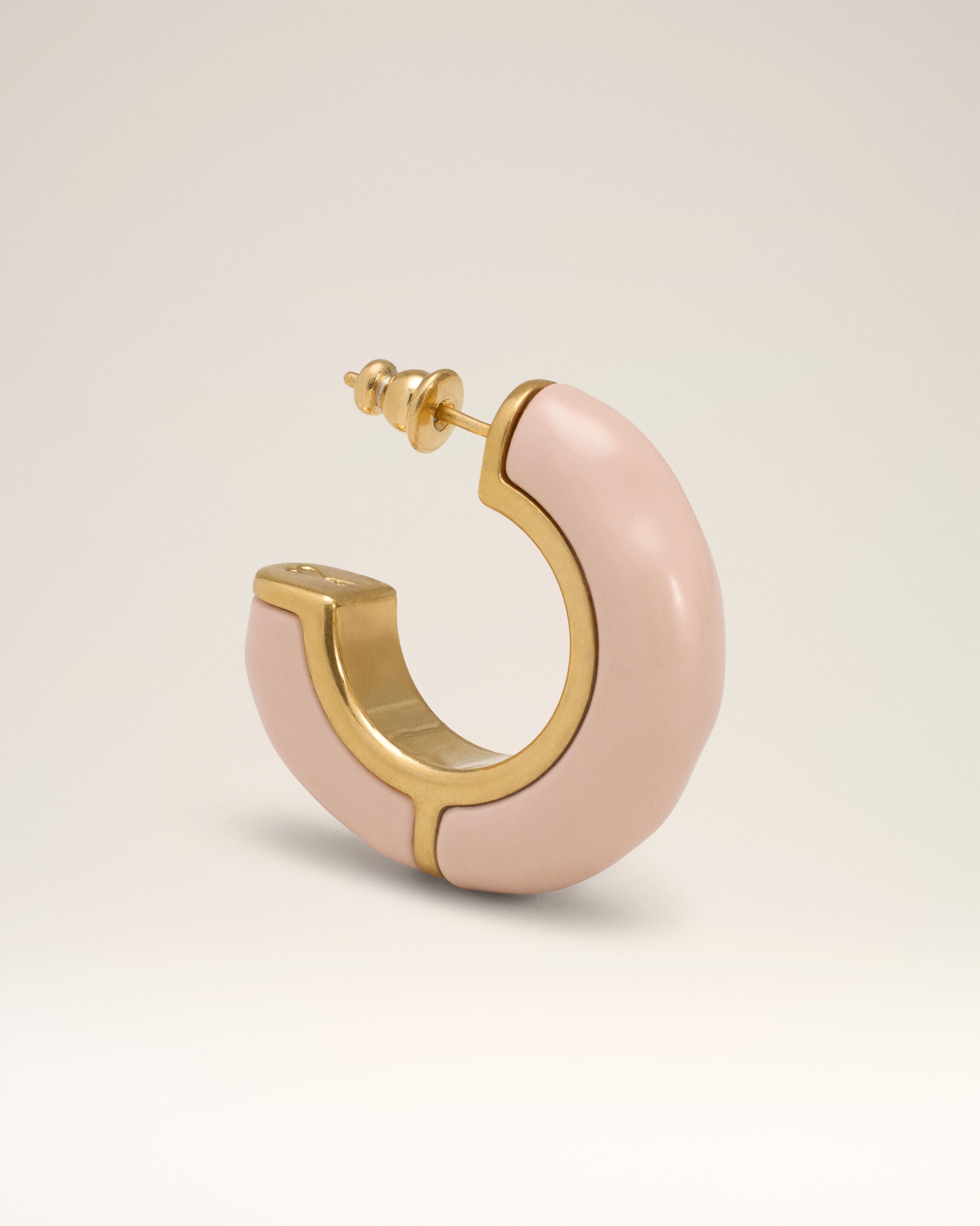 Pink Brass Hammered Lacquered Earrings - 8
