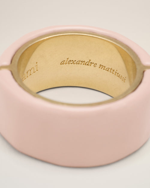 Anillo lacado martillado rosa de latón - Mujer - 7 - AMI Paris - Ami Paris