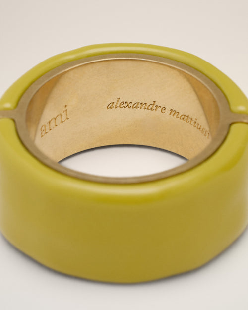 Anillo lacado martillado verde de latón - Hombre - 3 - AMI Paris - Ami Paris