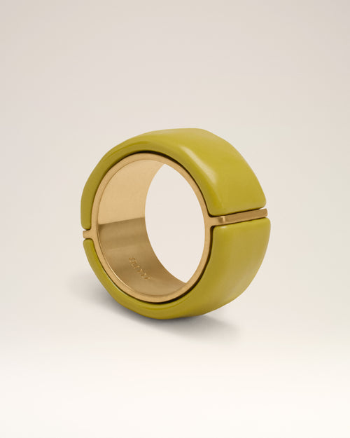 Green Brass Hammered Lacquered Ring - 8 - Ami Paris