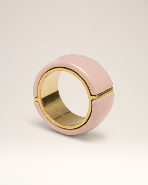 Bague Rose Laquée Emaillée En Laiton - 4 - Ami Paris