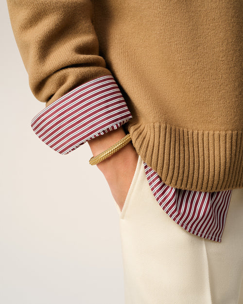 Pulsera de latón dorado con perlas - 2 - Ami Paris