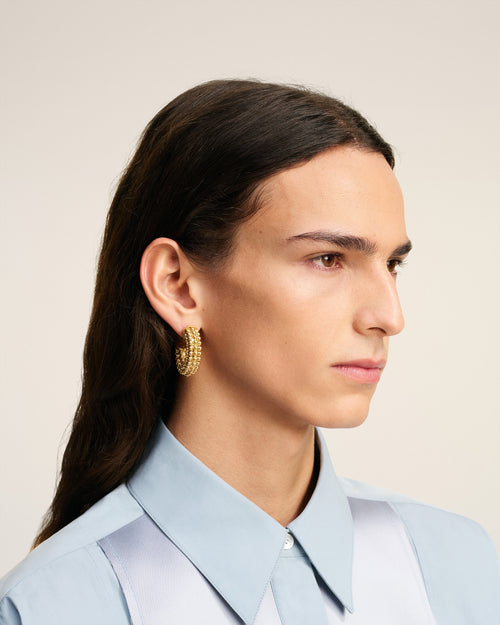 Gold Brass Pearl Earrings - 2 - Ami Paris