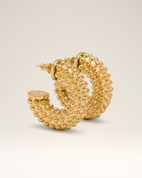                                 Gold Brass Pearl Earrings - 3                             - Ami Paris