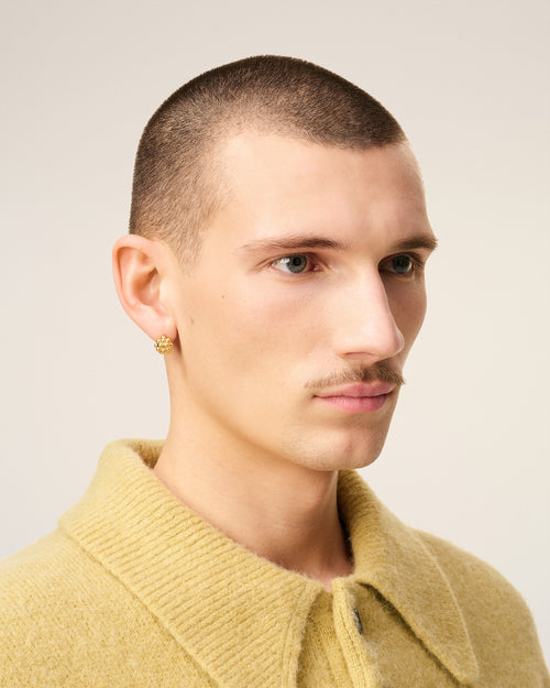 Gold Brass Pearl Studs - 2 - Ami Paris