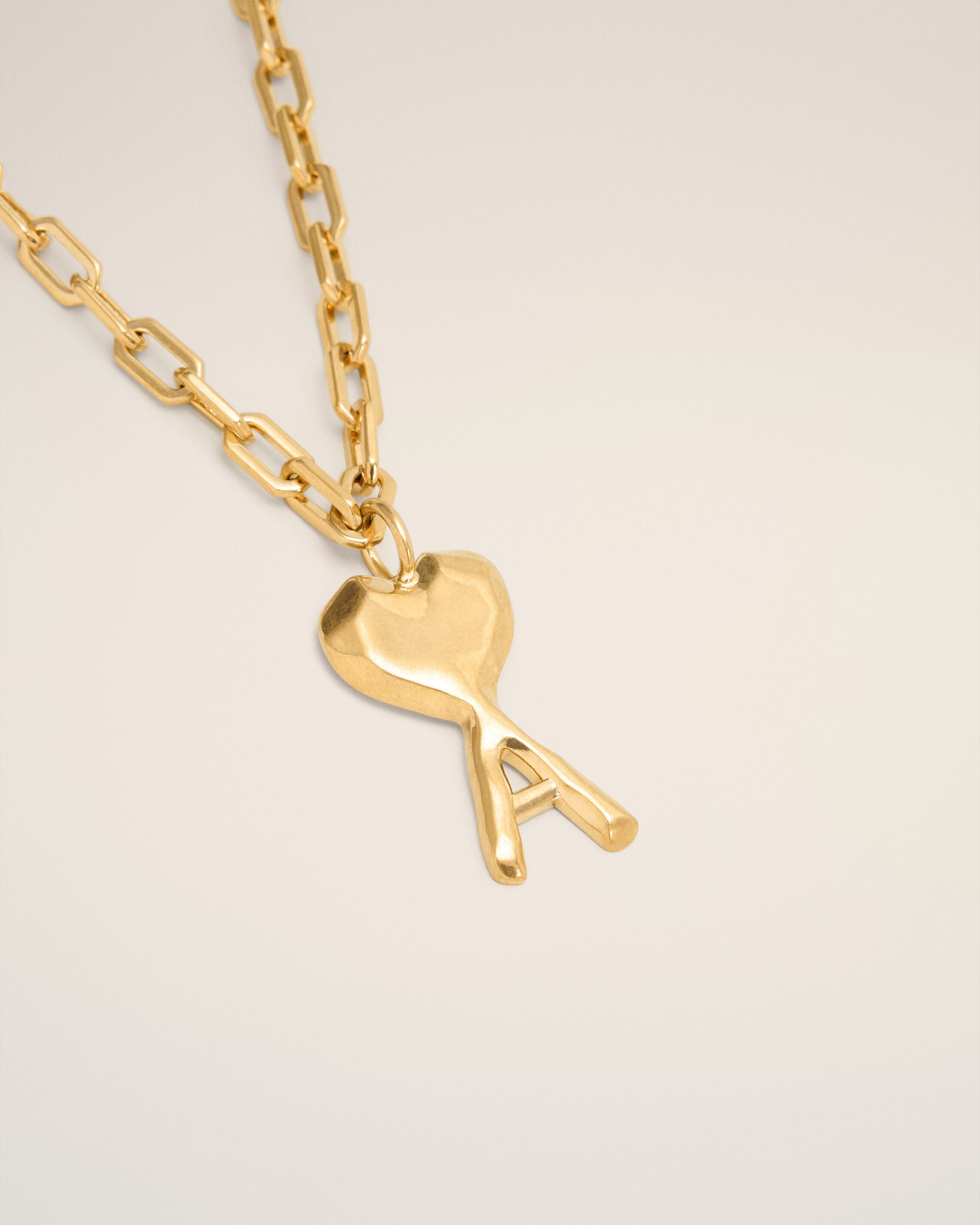 Gold Brass Hammered Ami De Coeur Necklace - 3