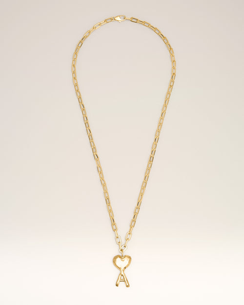 Gold Brass Hammered Ami De Coeur Necklace - 1 - Ami Paris