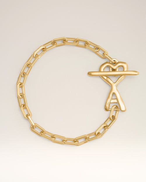 Pulsera Ami de Cœur martillada de latón dorado - 1 - Ami Paris