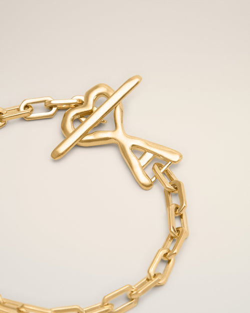 Gold Brass Hammered Ami De Coeur Bracelet - 3 - Ami Paris