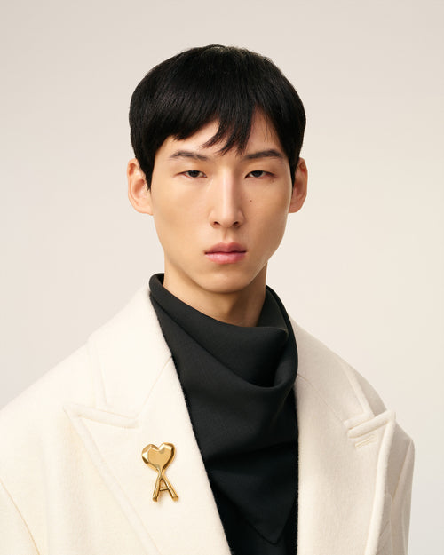 Gold Brass Hammered Ami De Coeur Pin - 2 - Ami Paris