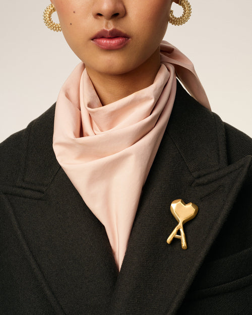 Gold Brass Hammered Ami De Coeur Pin - 6 - Ami Paris