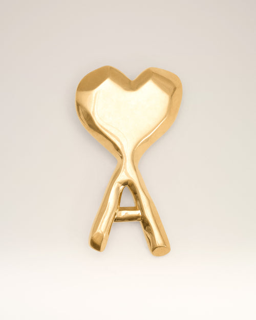Gold Brass Hammered Ami De Coeur Pin - 5 - Ami Paris