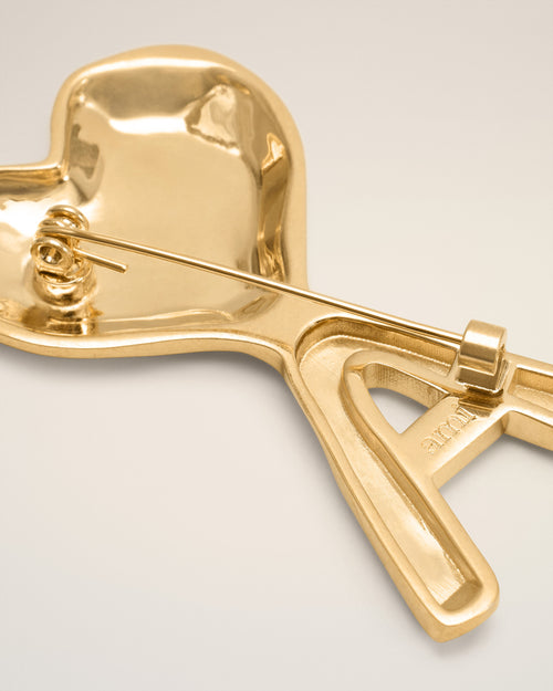 Gold Brass Hammered Ami De Coeur Pin - 3 - Ami Paris