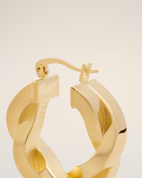 Gold Brass Tresse Hoops - 3 - Ami Paris