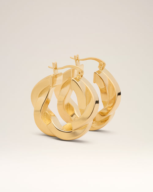 Gold Brass Tresse Hoops - 1 - Ami Paris