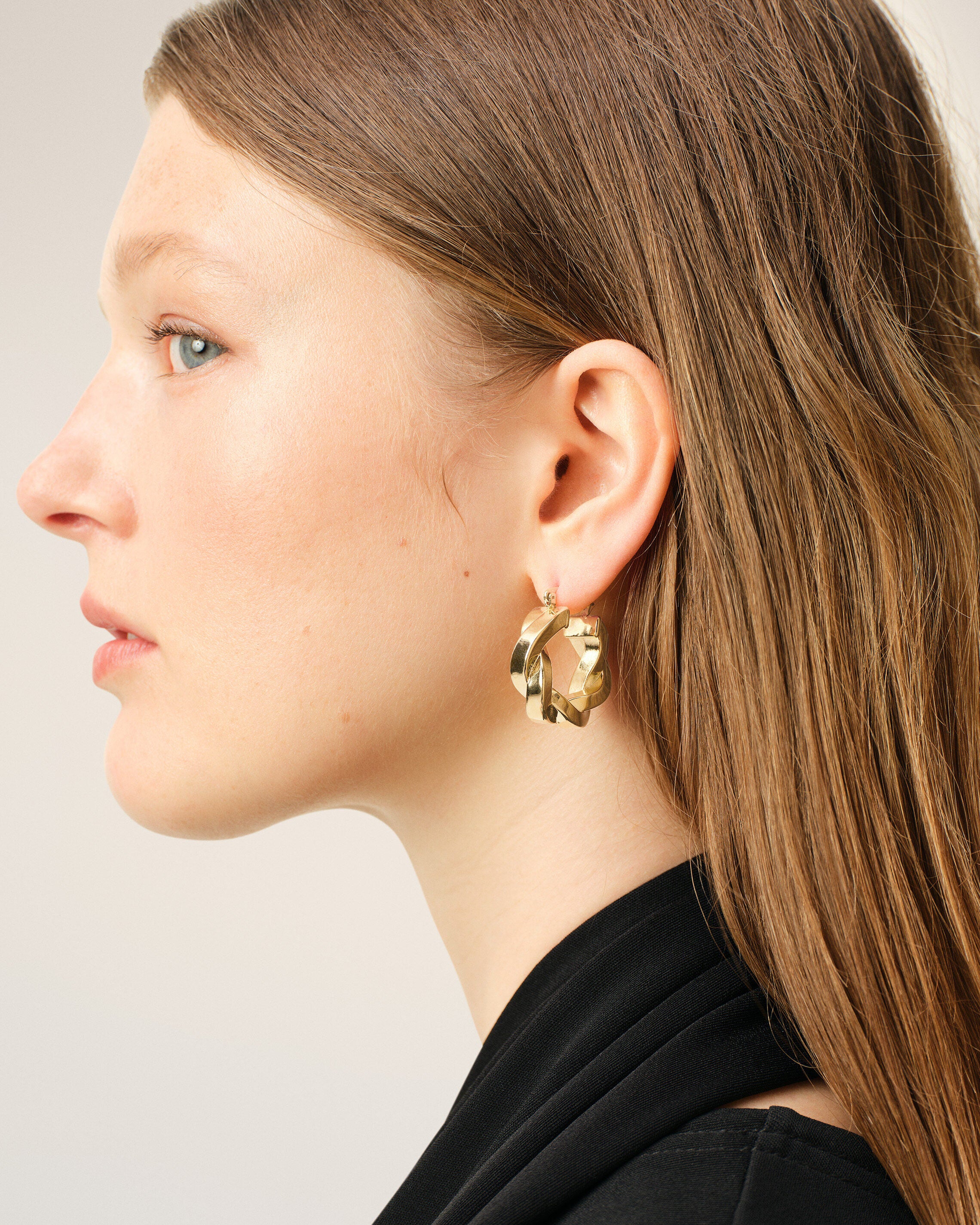 Gold Brass Tresse Hoops - 6